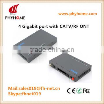 4 Gigabit port GPON ONT/ONU with CATV RF port compatible huawei MA5608T, 5680T