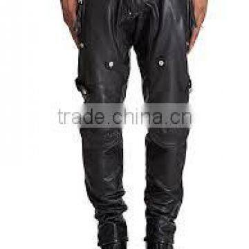 Men Brown Leather Trouser / Men Leather Jeans / Side lace Leather pant