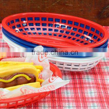 12 Patriotic Deli Serving Baskets Foodservice Fast Food Basket Oval Plastic Truck Food Reusable Service Dinner Ware Restaurant photo-2