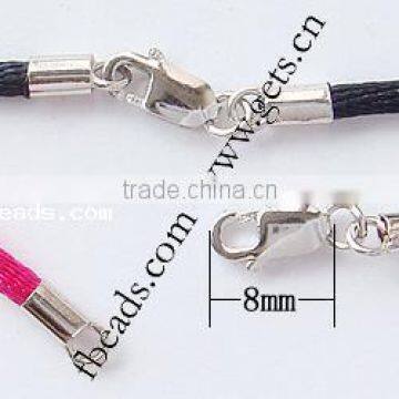 2mm 8mm Sterling Silver Lobster Clasp Silk Cord Necklace