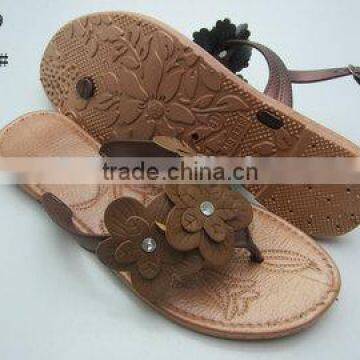 Hot Selling and Fashion PCU Women Slippers With Flower for Summer 2014