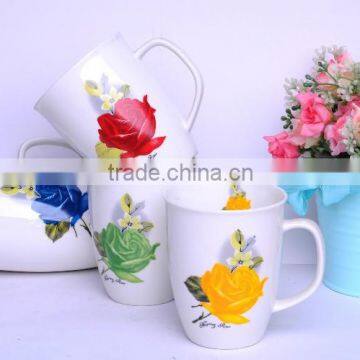 Factory hot sale 12oz wholesale ceramic mug with flowers