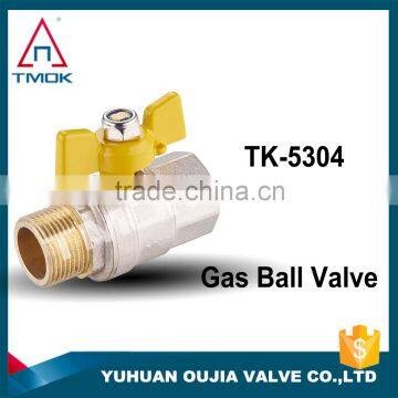 TMOK brand male female BSP/NPT cw617n ball valve for gas nickel plated PN25 medium pressure CE hydraulic full port control valv