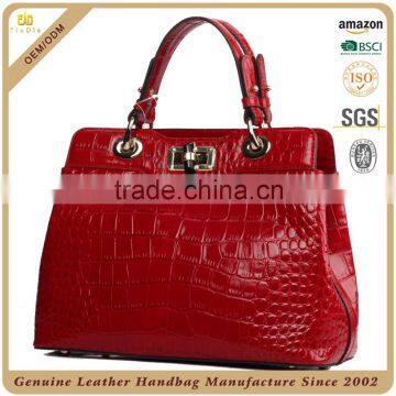 S357-A2307 Gorgeous Red Handbags Elegant Lady Satchels Factory Price Crocodile Handbags 2015 Leather photo-4