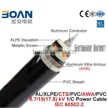 Al/XLPE/Cts/PVC/Awa/PVC underground power cable IEC 60502-2