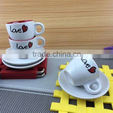 2015 Mini ceramic coffee cup and saucer with heart design