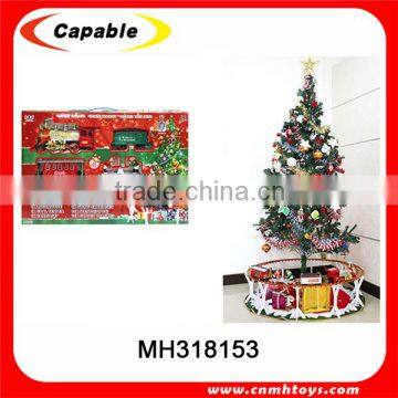 Electric christmas train magic track car toy with music and light