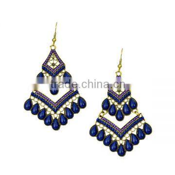 new products for woman fashion oval hoop drop earrings blue beauty zircon laciness blue stone sapphire earrings