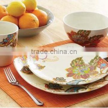 16 pcs ceramic square dinner set,tony round porcelain dinnerware set