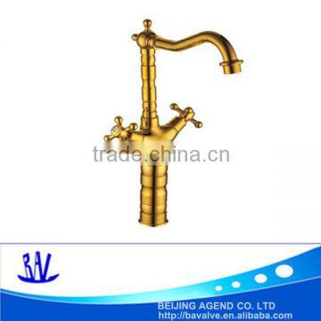 Electroplating Gold Dual Handle Bathroom Basin Faucet Sink tap