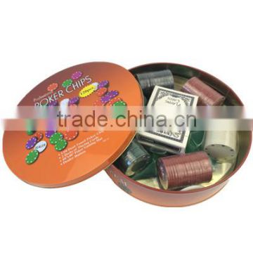 120pcs ABS professinal poker game chip set in round tin box