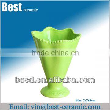 green glazed bulk ceramic icecream cup