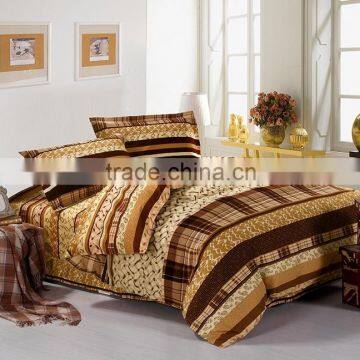 hot sale wholesale plain design 100% cotton colorful yellow golden and brown beautiful stripe pattern comfortable bedding set