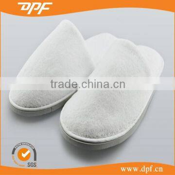 white comfortable disposable velour hotel slippers