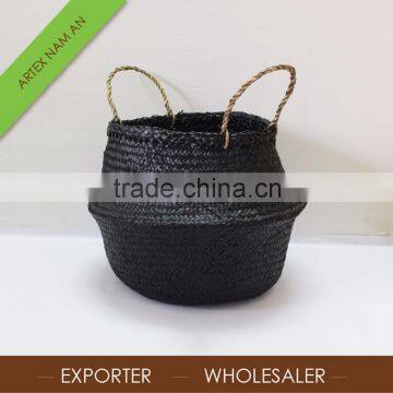 Black seagrass laundry basket / foldable seagrass basket / Best Wholesale Seagrass Baskets in Vietnam