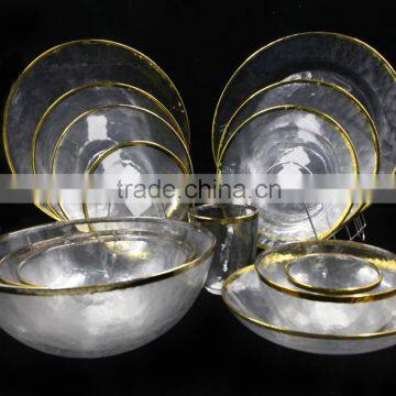 Wholesale Wedding dinner plate gold plating edge in clear