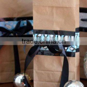 Craft paper bag for wine packing,brown kraft paper bag with flat bottom