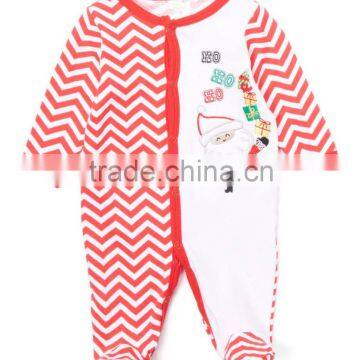 2016 Red White Zigzag Santa Footie Cotton Baby Romper Casual Children Clothes G-NPRR90628-21