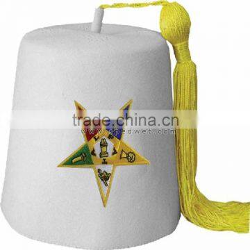 Plain oes star fez hats without oes letters embroidery | Wool cap hat plain with star | OES fezzes white