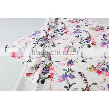 Colorful flowers pattern fabric prints polyester stretch ottoman knit fabric