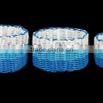 set of 3 pp basket for home storage, plastic woven basket