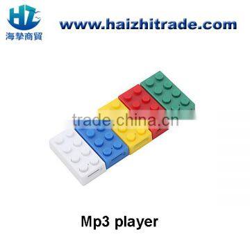 Mini portable children building block toy brick mp3 music player 2gb