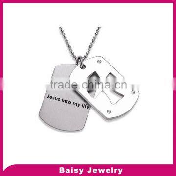 custom design Stainless Steel Dog Tag Cross Necklace christian engraved jewelry