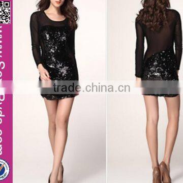 2016 Sexy Shiny design Long Sleeve One-piece Clubwear