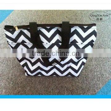 Fashion stripe 600D heat protecting bag with soft handle