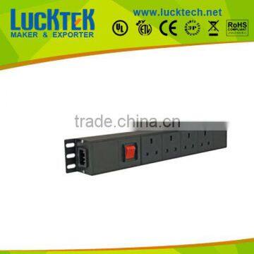 4ways PDU sockets,1.5U 19inch UK 4Ways PDU with switch,high quality