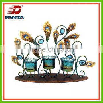 Decorative iron peacock tea light candle holder