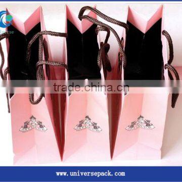 Tote Bags Paper Pink Printed Nice Look For Wholesale Export Made Packing Bag