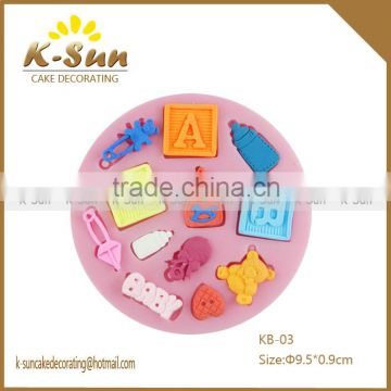 K-sun MINI baby bear alphabet ABC letter milk bottle fondant silicone mold