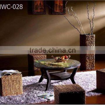 Coffee set Water Hyacinth Furniture (Hand woven by wicker,hyacinth & acasia wooden frame)