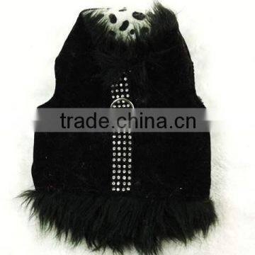 pet coat/dog coat. black suede dog fur coat with crystal stone