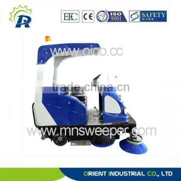 high-grade villa area semi closed riding road sweeper with lead acid battery free of maintenance