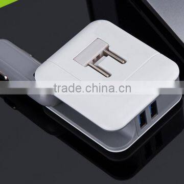2016 New Product EU / US Plug Electric Type Moblie Phone Usb 2 in 1 Dual Usb Port Car Charger and Wall Home USB Charger