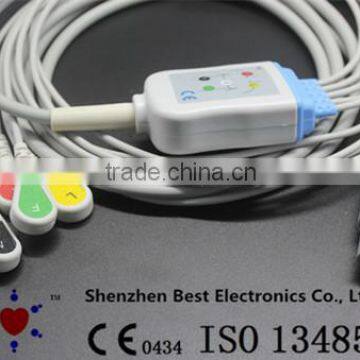 Compatible with GE Vivid ECG Cable and Leadwires Snap IEC 5 Lead Single Notch 7pin