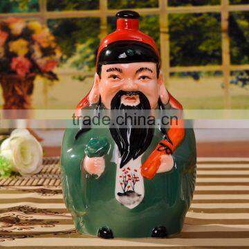 Jingdezhen made Fukurokuju three colors red green yellow Ceramic Wine bottle