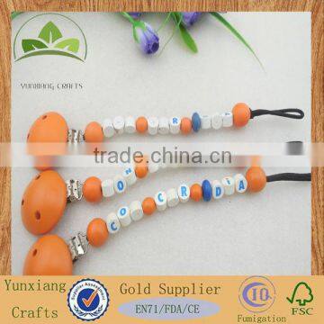 wood Wooden Boy baby Pacifier Clips