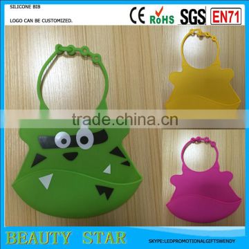 Wholesale Cute Food Grade Waterproof silicone baby bib,Promotional silicone baby bib factory