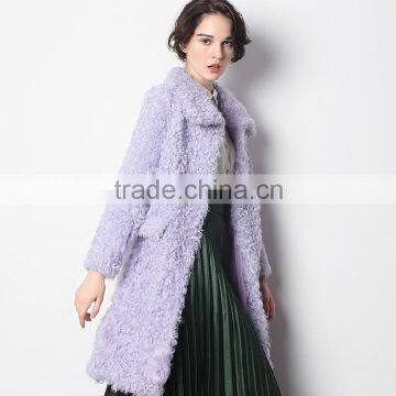 Fashion Design Kalgan Lamb Sheepskin Coat for Women