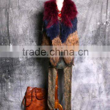 High Quality Women's Knitted Raccoon Fur Vest/Real Natural Raccoon Fur Waistcoat