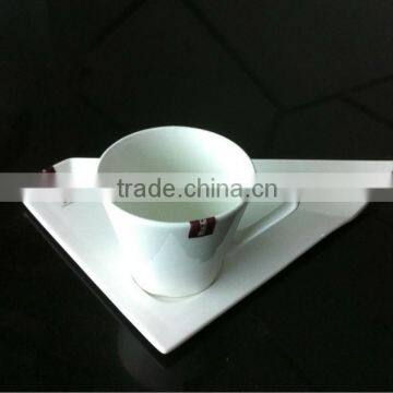 H8698 porcelain new style 200ml triangle coffee cup with saucer