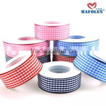 Factory wholesale kinds of ribbon polyester wedding dresses plaid purple blue ribbon