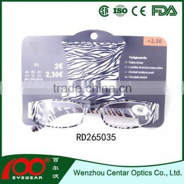 Zebra full print color cheap reading glasses fake design printing reading glasses