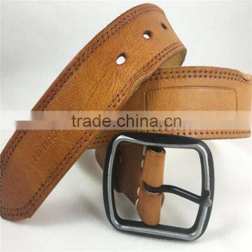 black zinc alloy buckle durable cow hide genuine leather belt for men