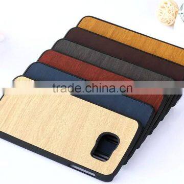 Wood Pattern PU+Rubberized pc Leather Back Hard Case for Samsung S6