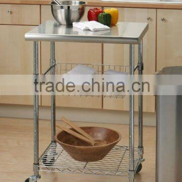 Stainless Steel Professional Kitchen Cart Cutting Table, Microwave Cart