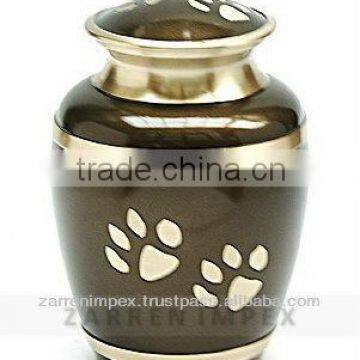 Paw Prints Pet Urn 7" Brass Pet Cremation Urn